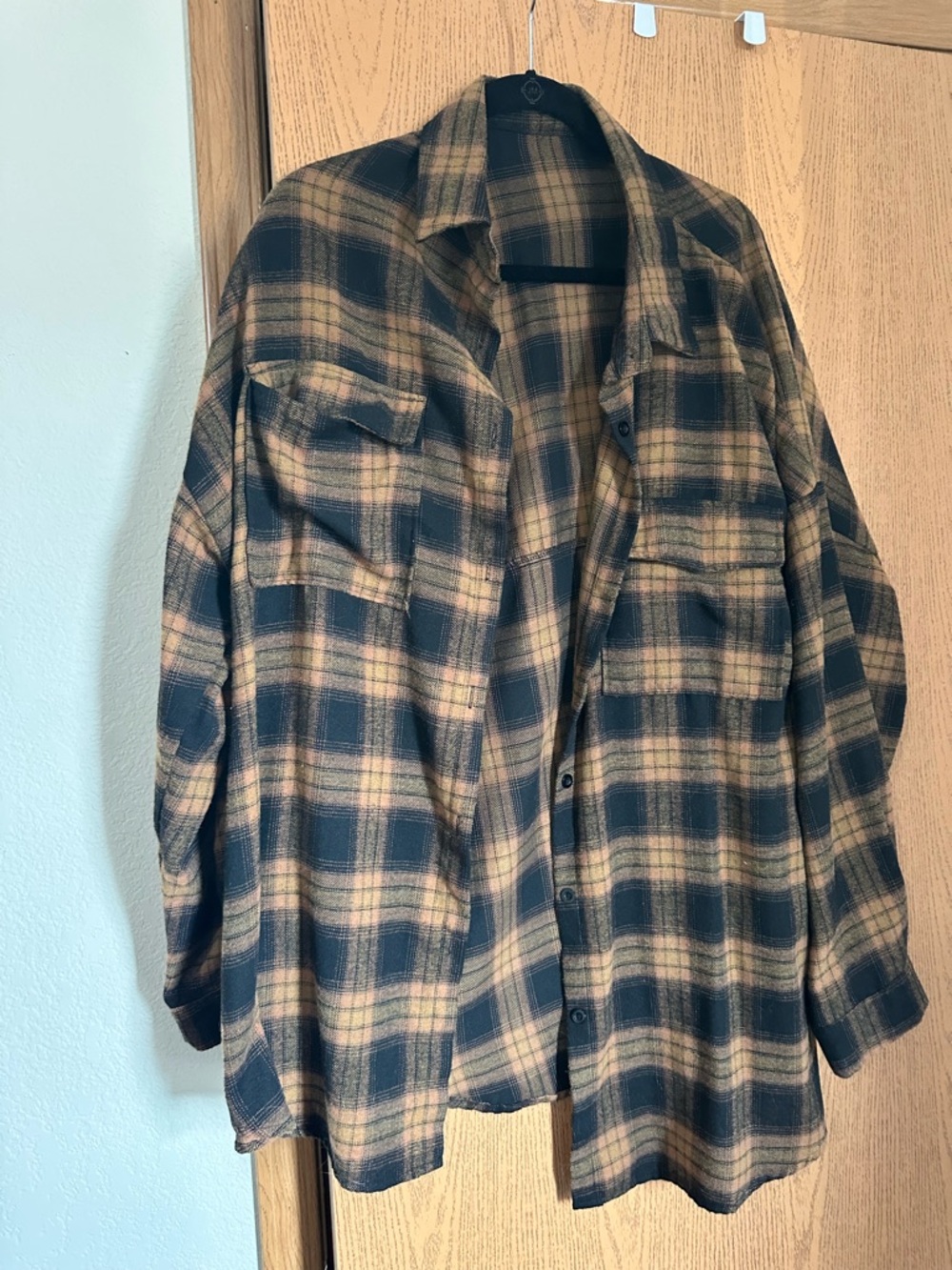 SHEIN Brown & Black Plaid Shirt Jacket